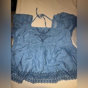 Denim emboridered top